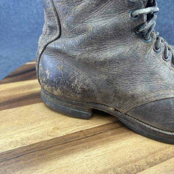 Military WWII Era Knee Height Lace Up Boots With Hobnail Soles & Heels Sz 7.5 - Picture 3 of 12